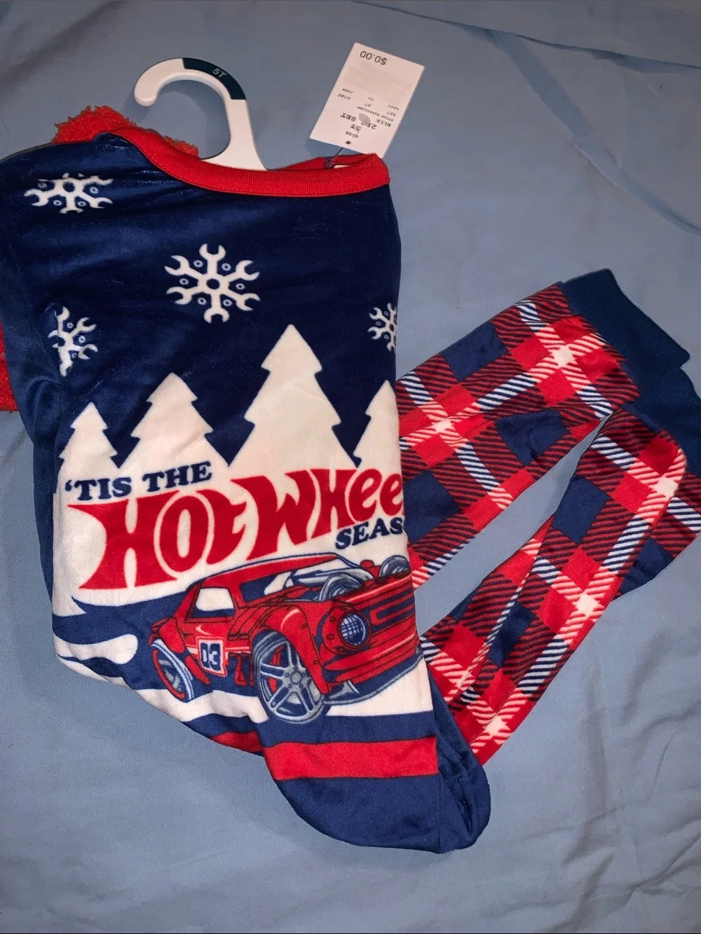 5T Hot Wheels Kids Navy & Red Holiday Pajama 2pc set